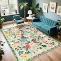 6x9 Area Rugs for Living Room: Floral Washable Rug Vintage Large Soft Boho by PLHXFRSoftAreaRugs