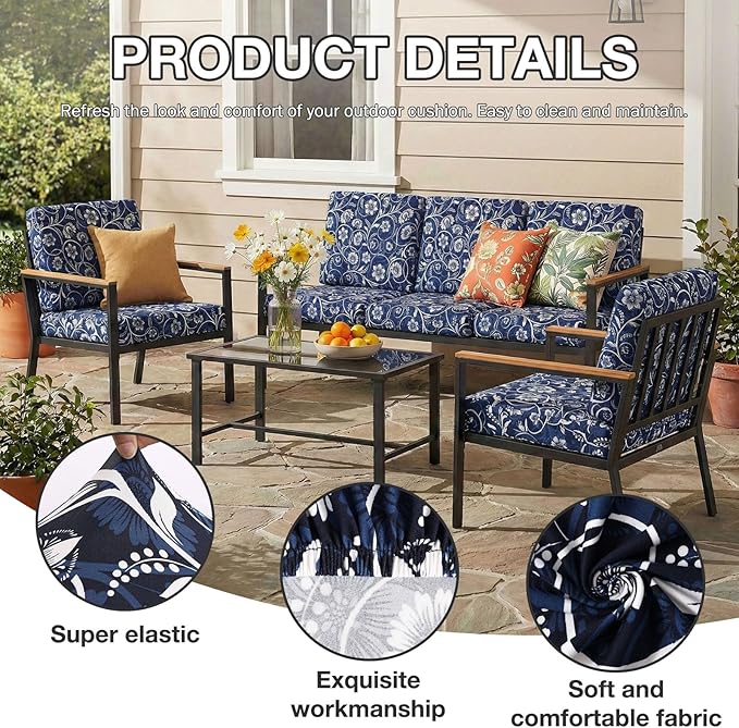 hyha 12Pcs Patio Cushion Covers, Stretch Outdoor Couch Cushion Covers - Image 3