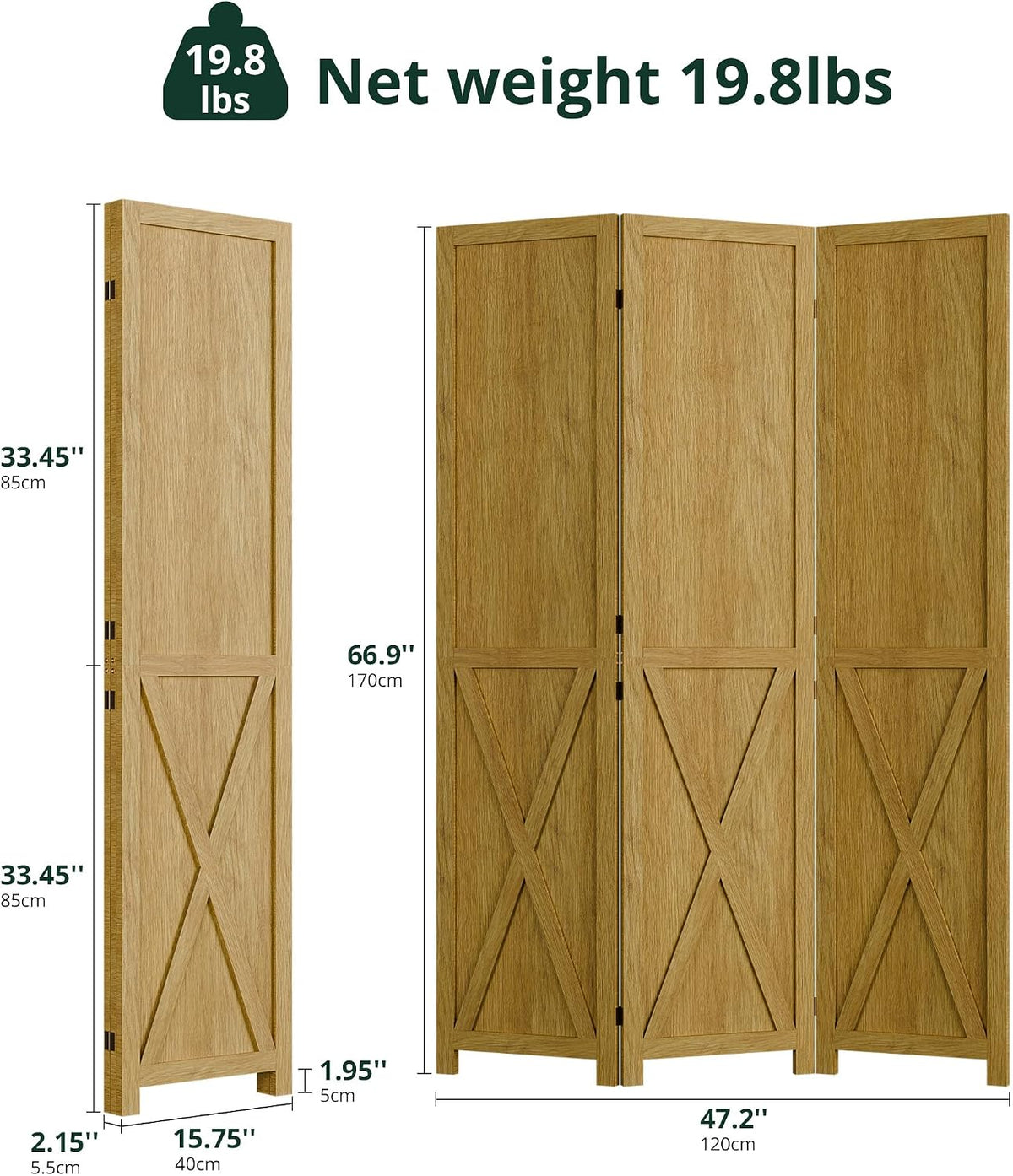 cozy castle wood room divider, 3 panel 66.9 shown in use