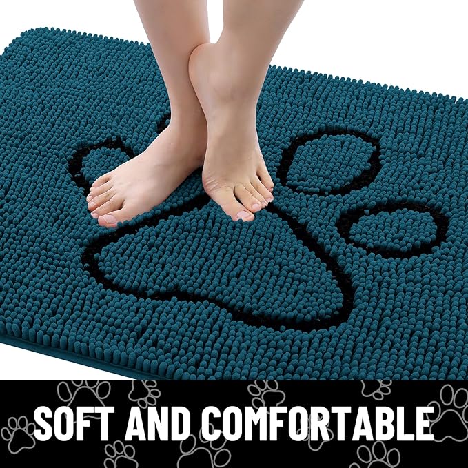 Smiry Dog Door Mat for Muddy Paws, Absorbent Dirt Trapper Non Slip Quick Dry