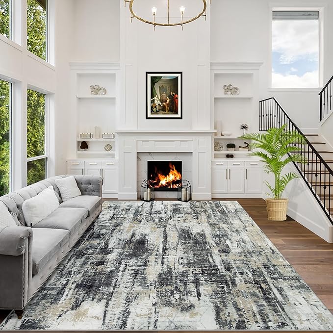 6x9 Area Rugs Washable Rug: Large Modern Abstract Living Room Rug Soft by GENTDRIZZ