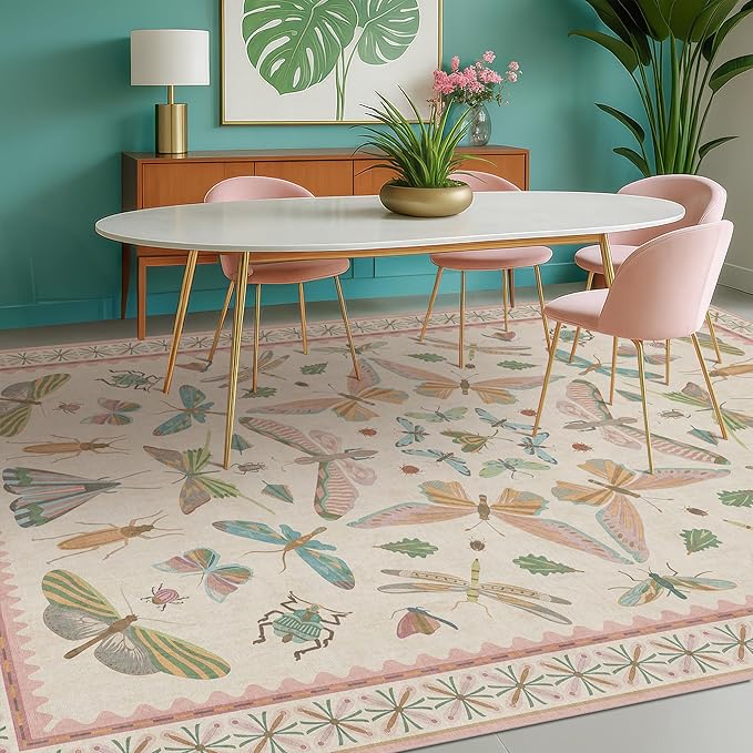 Pastel Pink Girls Rugs for Bedroom 6x8 - Image 3