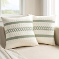 MIULEE Set of 2 Sage Green Boho Decorative Pillow Covers 18x18 Inch Farmhouse by MIULEE