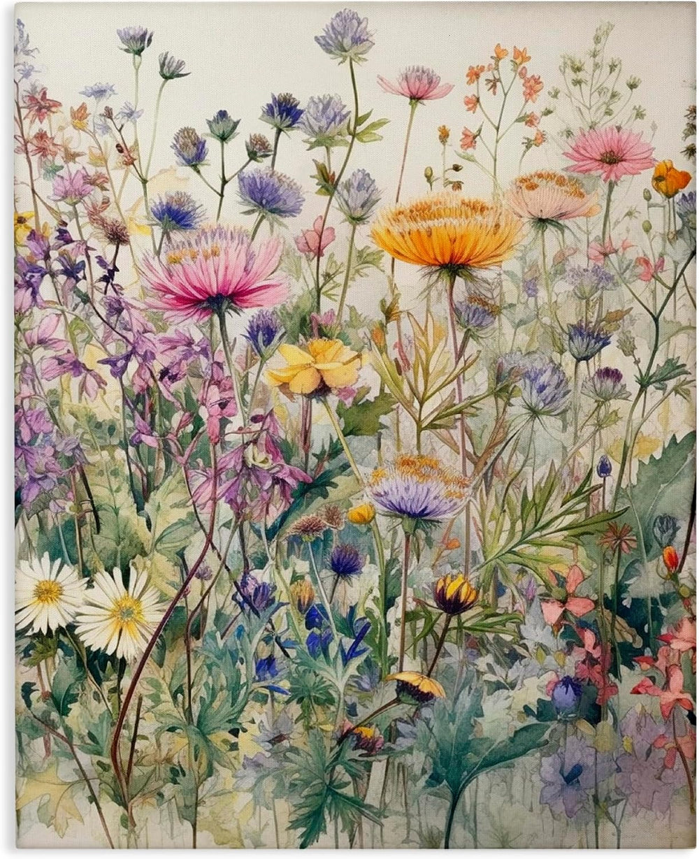 Mixed Wild Flowers Botanical, 24 x 30 Inch Canvas Wall Art