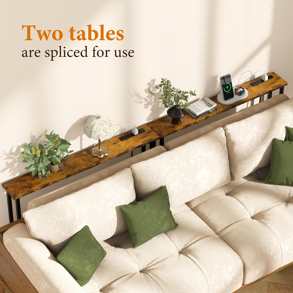 39" Sofa Table Narrow Long with Power Outlets & 2 USB Ports