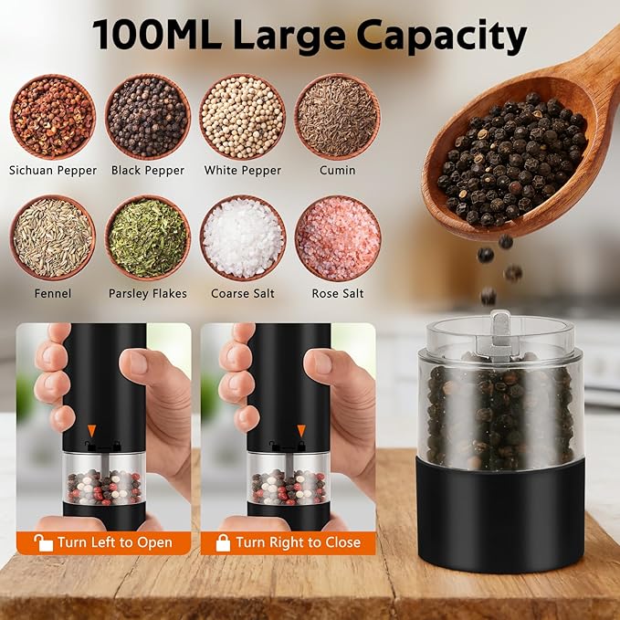 Rechargeable Electric Salt and Pepper Grinder Set, Automatic Pepper Mill - Image 5
