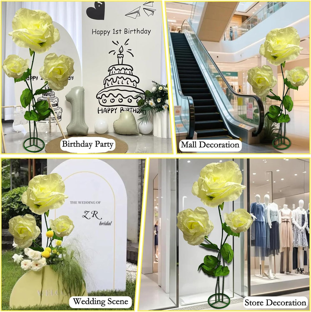 Giant Peony Artificial Flower 3PCS, Yellow Foldable Fake Flowers