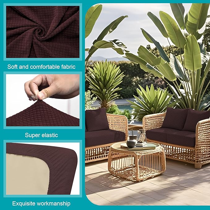 14 Pcs Stretch Patio Cushion Covers, - Image 3