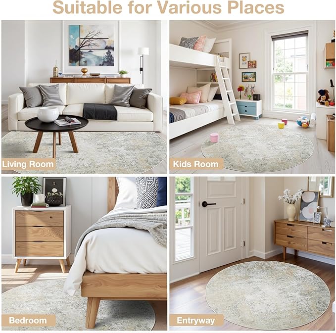 Round Rug 8ft Circle Rug Washable: Carpet Circular Area Rug - Image 7