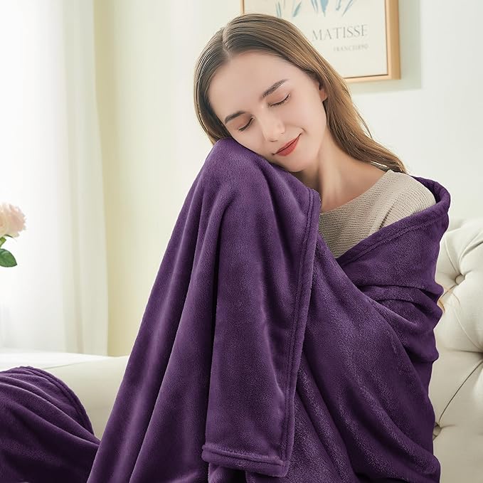 BEDELITE Fleece Blanket Twin Size Purple Throw Blankets - Image 2