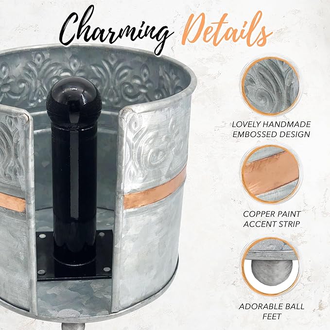 Autumn Alley Farmhouse Galvanized Kitchen Paper Towel Holder – Vintage Style - Image 3
