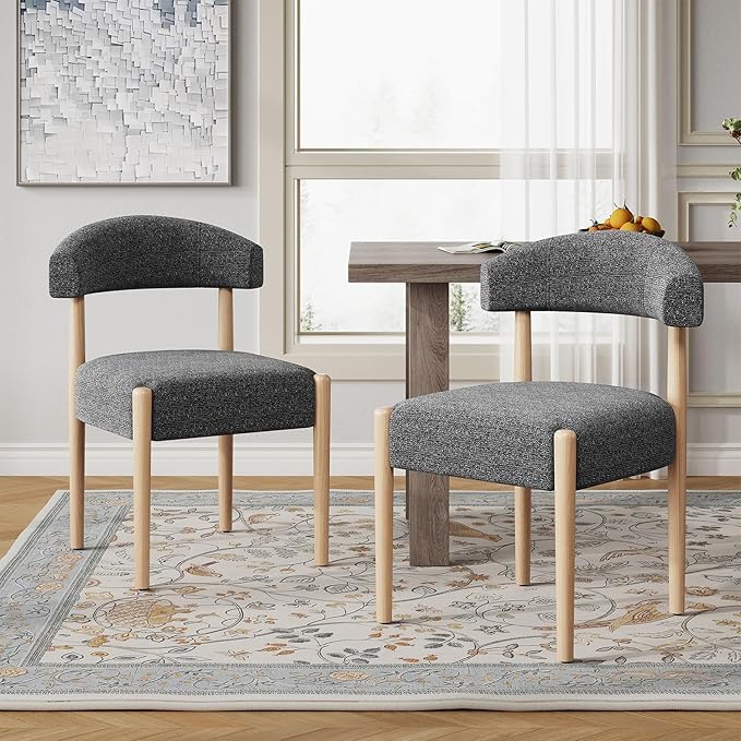 VKNOW Wooden Dining Chairs Set of 2, Modern Upholstered Dining Room Chairs wi...