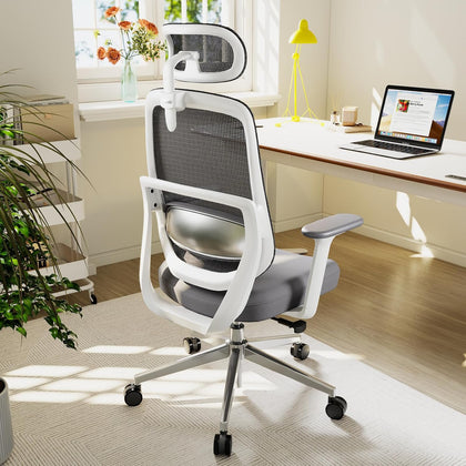 Ergonomic Office Chair Desk Chair with Lumbar Support, White