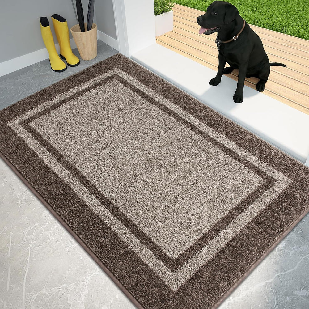 PURRUGS Dirt Trapping Indoor Door Mat, 32" x 48", Beige & Grayi...