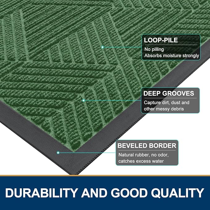 Smiry Front Door Mat Outside Entrance, Heavy Duty Sturdy Natural Rubber Doormat - Image 4
