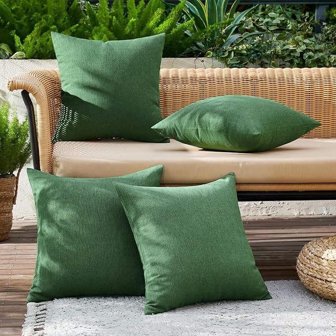 MIULEE Pack of 4 Decorative Solid Waterproof Throw Pillow Covers Linen Garden - Image 2