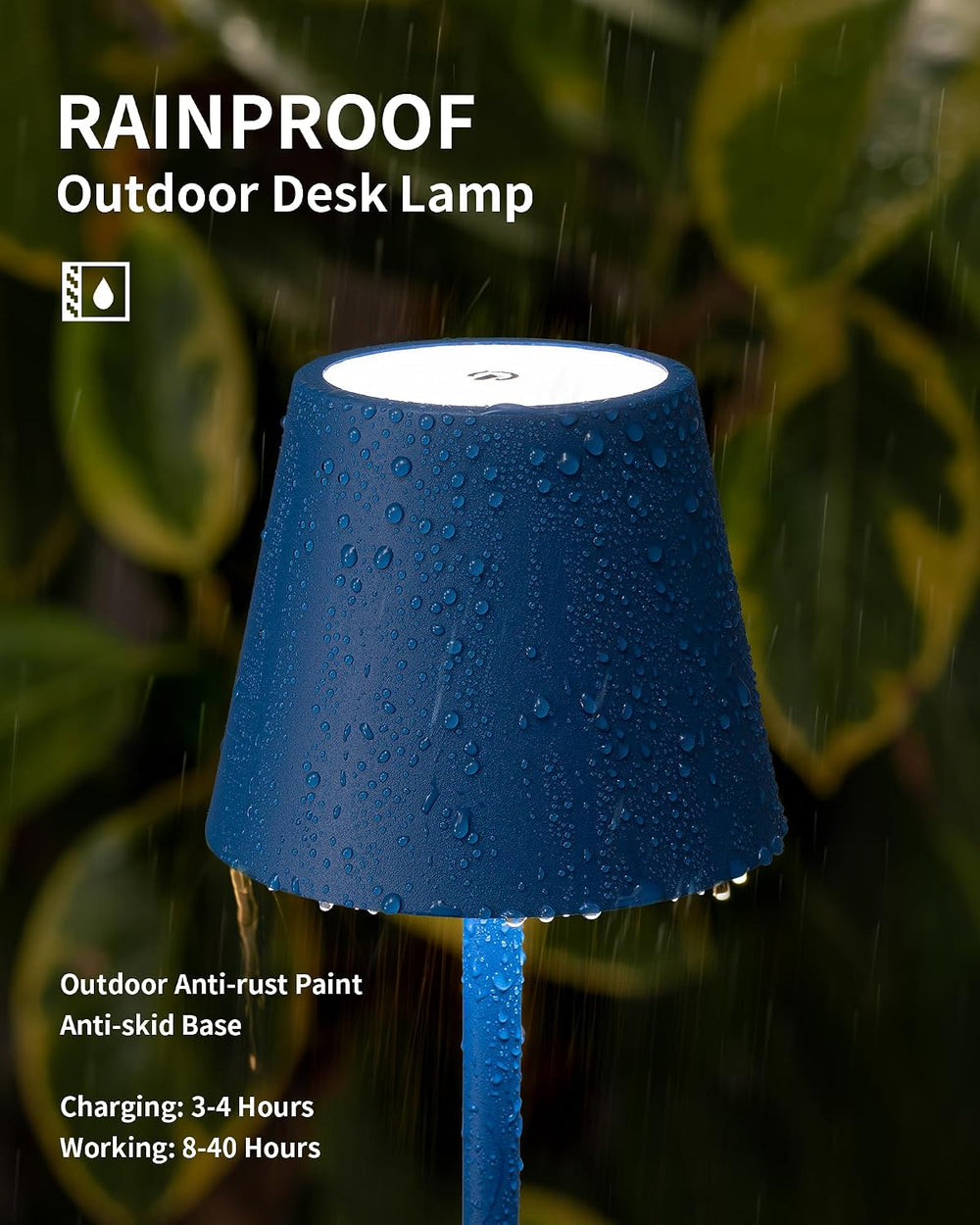 KDG 2 Pack Cordless Blue Table Lamps, Rechargeable Portable LED Desk Lamps