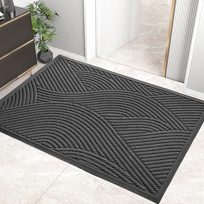 HIYARD Sturdy Front Door Mat, Absorbent Muddy Dirt Resist Welcome Door Mats by HIYARD