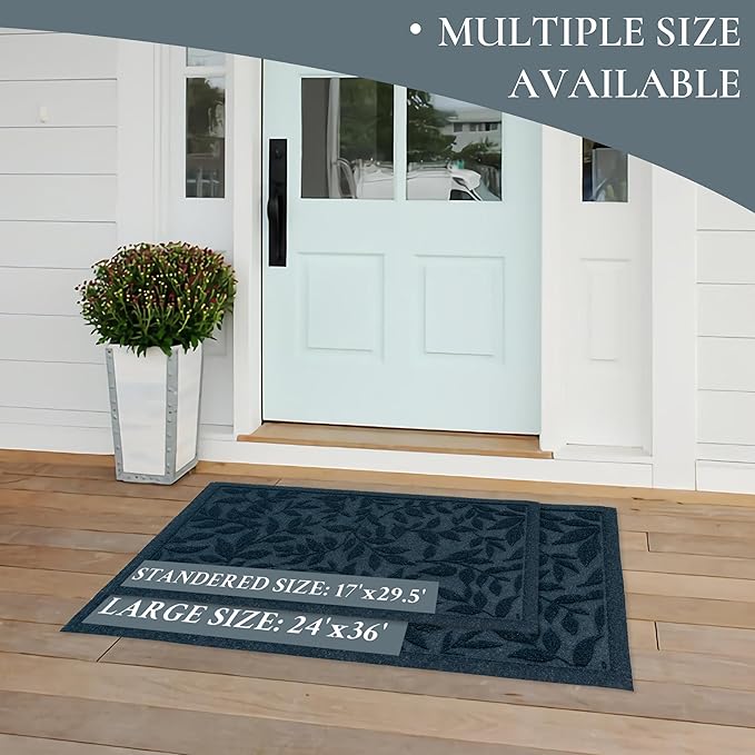Blue Leaves Outdoor Indoor Entrance Doormats, Absorbent Durable Heavy Duty - Image 9