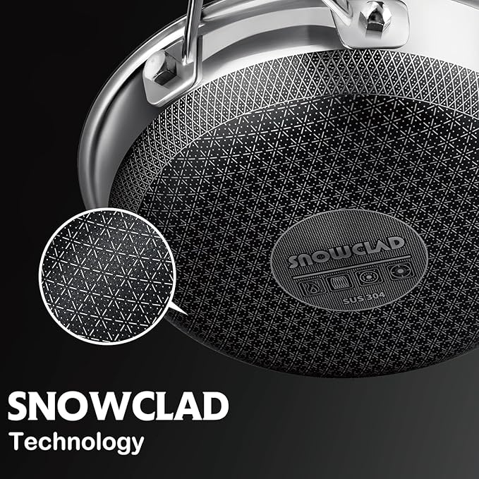 SNOWCLAD Frying Pan, 10 Inch Hybrid Non Stick Stainless Steel Skillets - Image 7