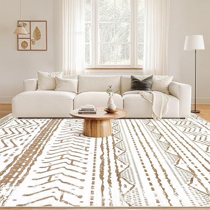 Nakagishi Area Rugs 8x10 Living Room: Washable Boho Large Neutral Soft - Image 4