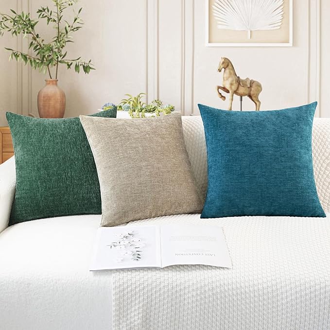CaliTime Throw Pillow Covers Decorative 24 X 24 Inches Pack of 2 Cozy Chenille - Image 5