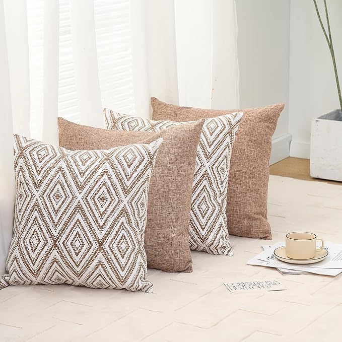 HPUK Decorative Throw Pillow Covers Set of 4 Couch Pillows Linen Cushion Cover - Image 7