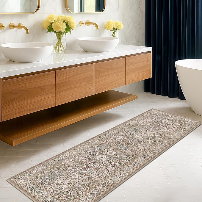 2x6 Washable Bathroom Runner Rug Non Slip by HazoHaus