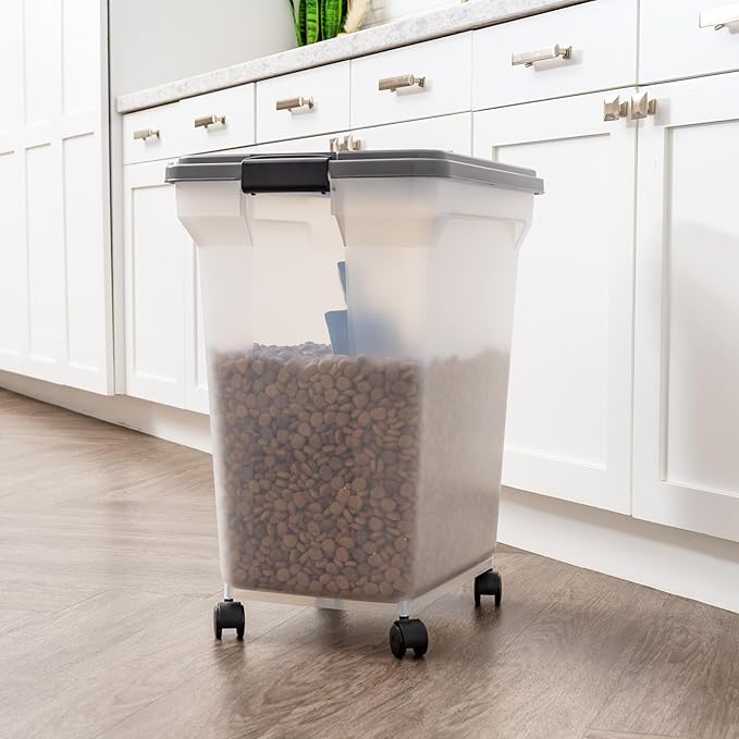 IRIS USA Dog Food Storage Container 58 lbs, Attachable Wheels, & Included Scoop - Image 3