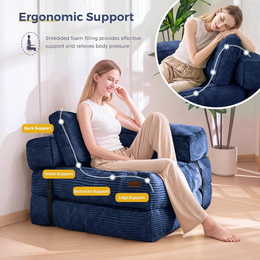 MAXYOYO Folding Sofa Bed, Convertible Chair Bed with Pillow