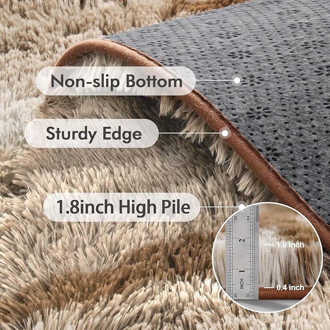 4x6 Ft Shag Area Rug for Bedroom Living Room, Tie-Dyed Ultra Soft Fluffy Furry - Image 5