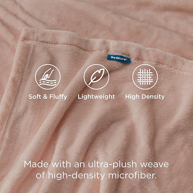 Bedsure GentleSoft Fleece Throw XL Blanket Dusty Pink - Image 3