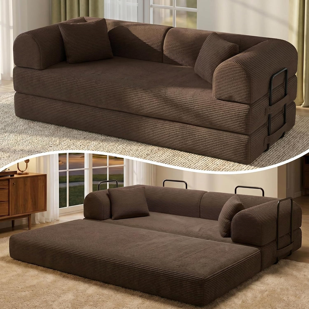 79" Convertible Futon Sofa Bed, Boneless Couch for Living Room