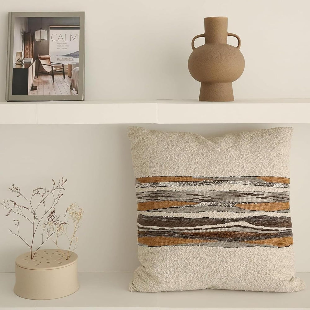 Throw Pillow Covers 20x20 Inch, Pack of 1 Textured Linen Blend with Woven Str...