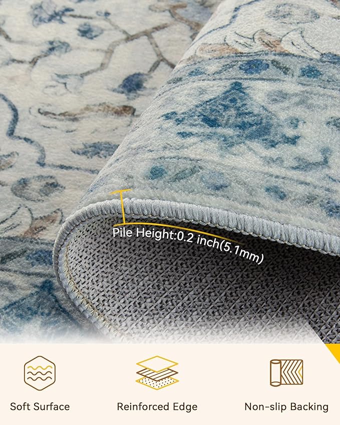 RELEANY Area Rugs 2'x8' Runner Rug Non Slip Washable - Image 2