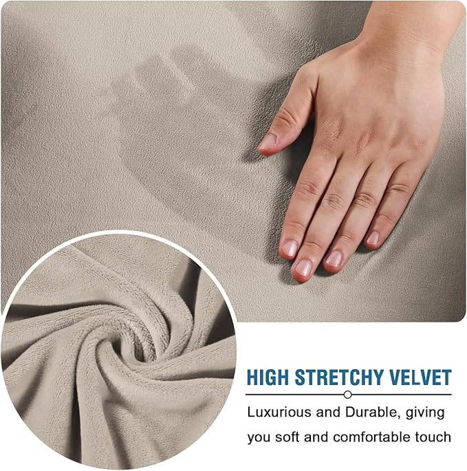 H.VERSAILTEX Real Velvet Plush 3 Piece Stretch Sofa Covers Couch Covers - Image 5