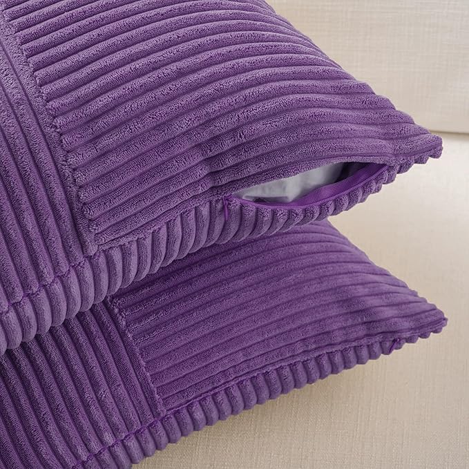 Fancy Homi 2 Packs Purple Euro Decorative Throw Pillow Covers 26x26 Inch - Image 4