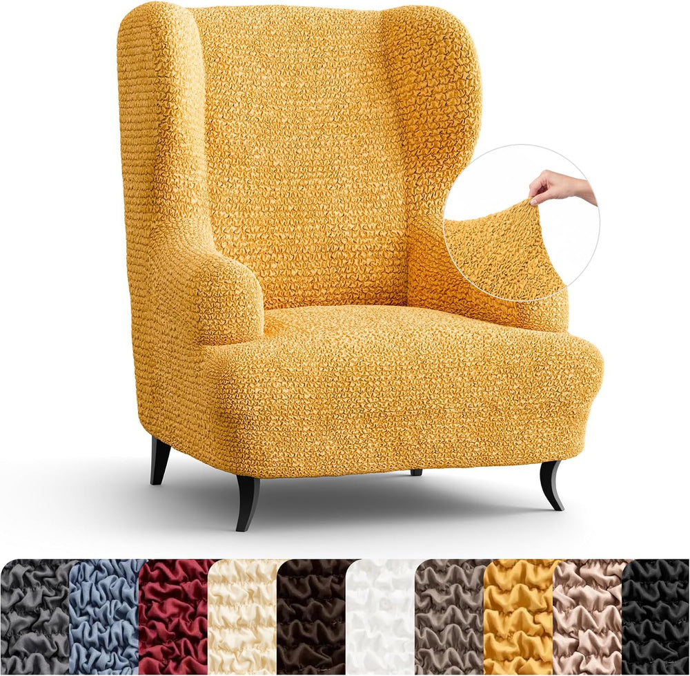 PAULATO BY GA.I.CO. Stretch Wingback Chair Slipcover 1-Piece – Bi-Elastic Win...
