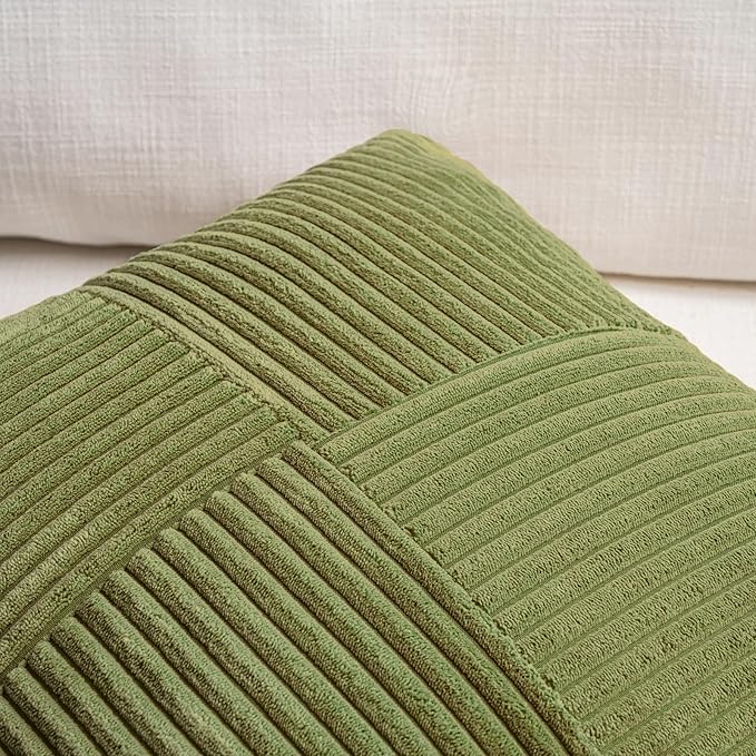 Fancy Homi 2 Packs Moss Green Lumbar Decorative Throw Pillow Covers 12x20 Inch - Image 4