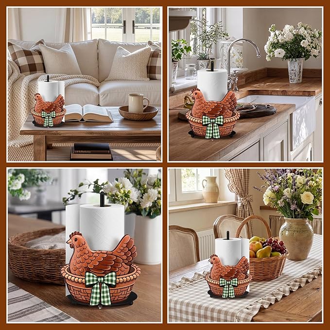 Hen Paper Towel Holder Black Metal Paper Towel Holder Large Decorative Tissue - Image 7