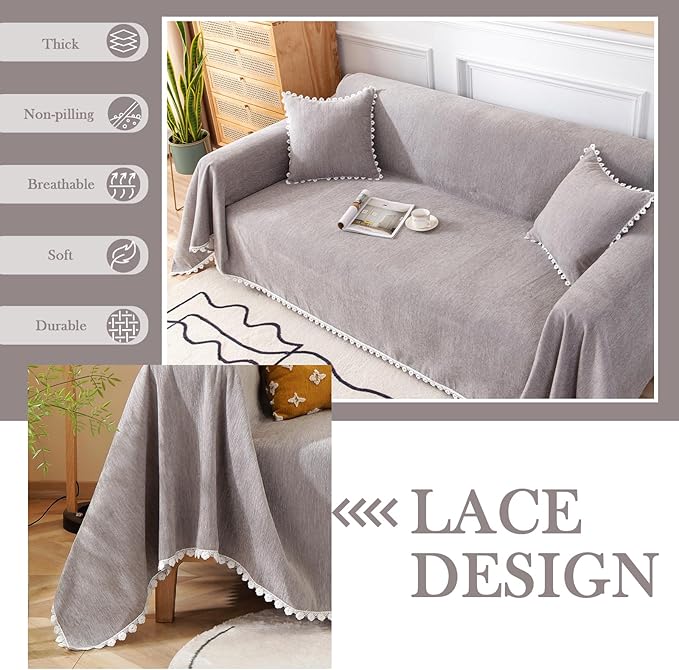 HANDONTIME Couch Cover for Dogs Grey Sectional Couch Covers for 3 Cushion Couch - Image 2