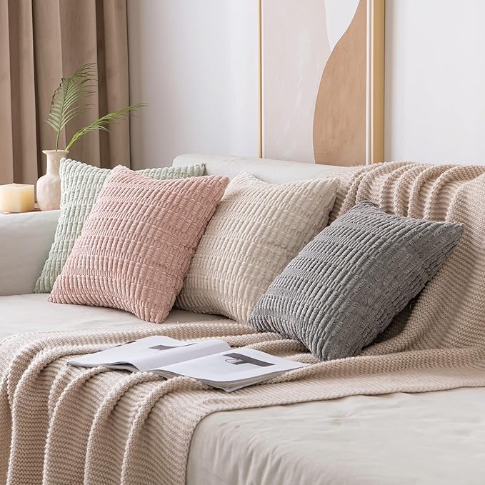 MIULEE Pack of 2 Corduroy Decorative Throw Pillow Covers 12x12 Inch Soft Boho - Image 4