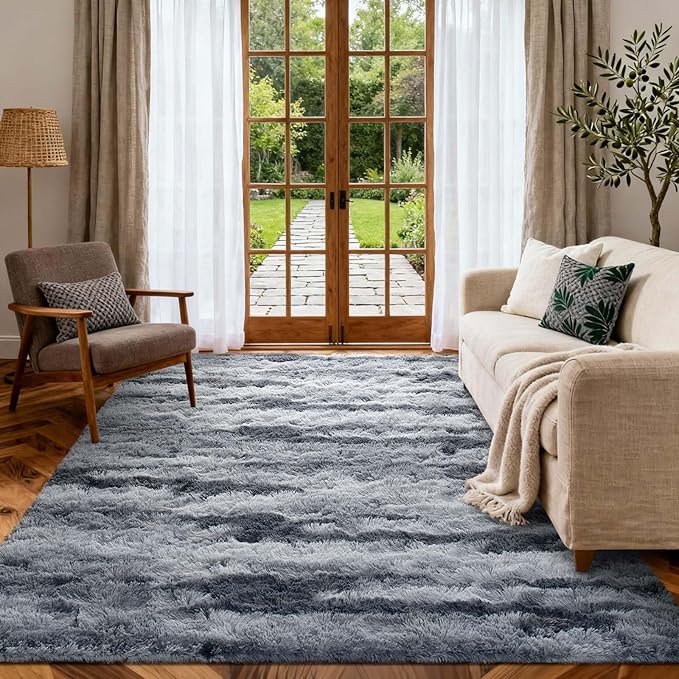 5x7 Ft Large Shag Rugs for Bedroom Living Room for Men Boys, Tie Dyed Ultra by Cuzwlovita