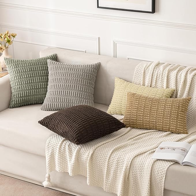MIULEE Pack of 2 Corduroy Decorative Throw Pillow Covers 16x16 Inch Soft Boho - Image 4