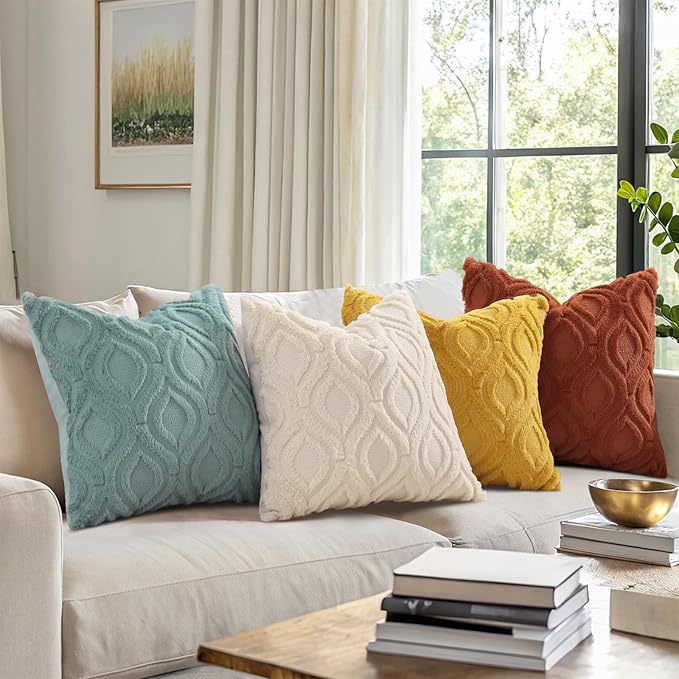 decorUhome Summer Throw Pillow Covers 26x26 Inch Set of 2, Soft Plush Faux Wool - Image 5