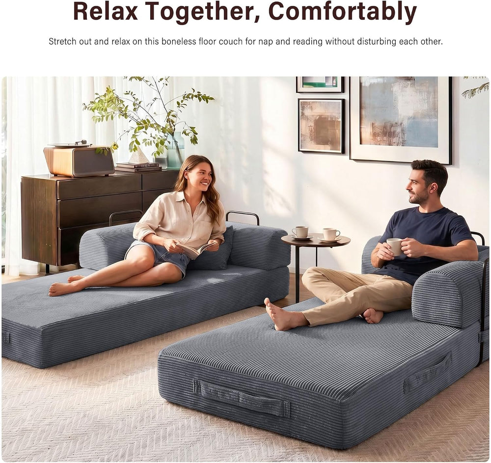 79" Convertible Sofa Bed, Boneless Sleeper Futon Couch for Living Room |...