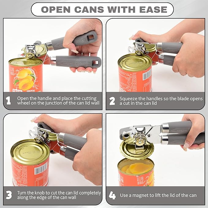 Manual Can Opener with Magnet, Heavy Duty Hand Can and Bottle Opener with - Image 5