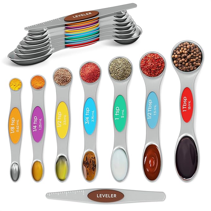 8 Pcs Magnetic Measuring Spoons Set Stainless Steel – Magnet Measuring Spoons by HYQO
