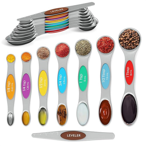 8 Pcs Magnetic Measuring Spoons Set Stainless Steel – Magnet Measuring Spoons by HYQO