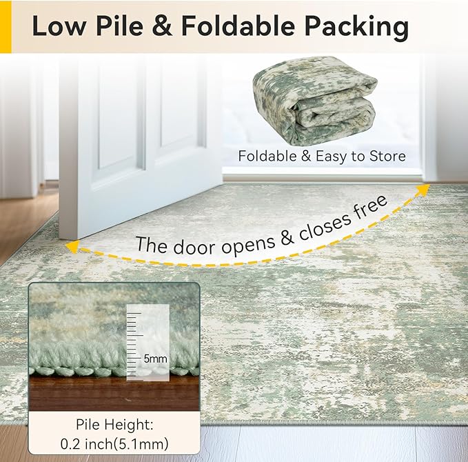 Washable Area Rugs 2'x6' Non-Slip Modern Abstract Soft - Image 8